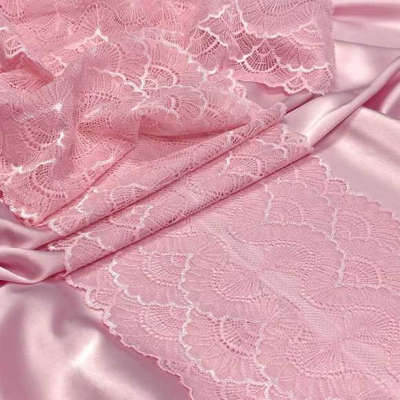 Кружево-стрейч KRUZHEVO арт.TBY.8034 шир.195мм цв.F134 розовый уп.10м