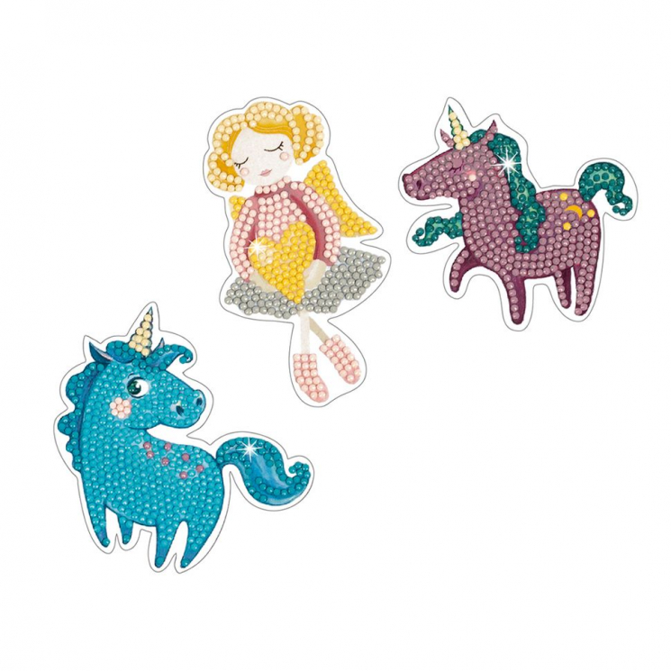 Кристальная мозаика ФРЕЯ арт.ALVN-303 Единороги и ангел (наклейки) 8х10,5 см