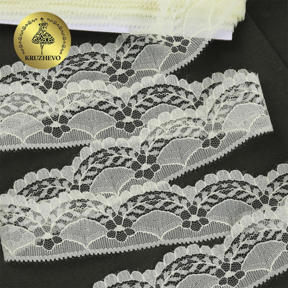 Кружево-трикотаж KRUZHEVO арт.TBY 1661 шир.40мм цв.02 молочный, уп.27,4м