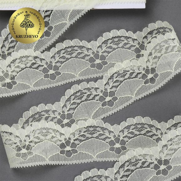 Кружево-трикотаж KRUZHEVO арт.TBY 1661 шир.40мм цв.02 молочный, уп.27,4м