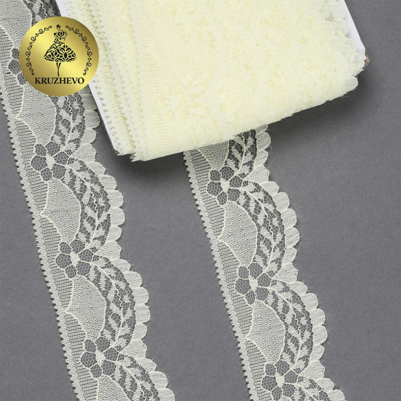 Кружево-трикотаж KRUZHEVO арт.TBY 1661 шир.40мм цв.02 молочный, уп.27,4м