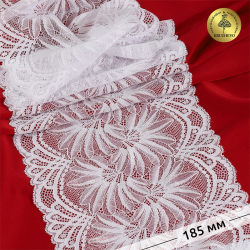 Кружево-стрейч KRUZHEVO арт.TBY.40039 шир.185мм цв.001 белый уп.25м
