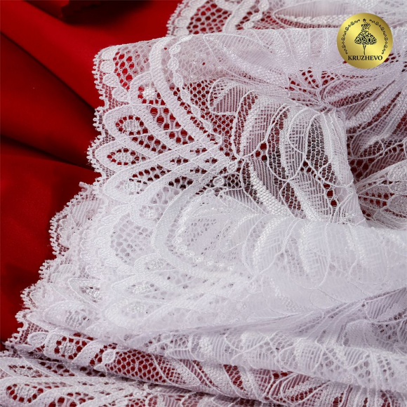 Кружево-стрейч KRUZHEVO арт.TBY.40039 шир.185мм цв.001 белый уп.25м