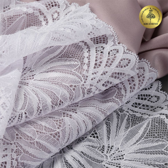 Кружево-стрейч KRUZHEVO арт.TBY.40039 шир.185мм цв.001 белый уп.25м