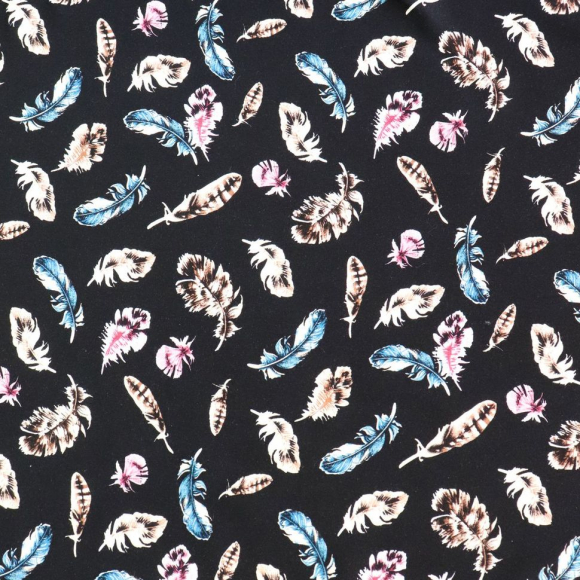 Ткань Штапель 150 г кв.м 100% вискоза шир.145 см арт.Р.27897.03 цв.03 черный уп.45м