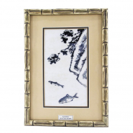 121581_Вышитая картина "Цветок, скалы и две рыбы"