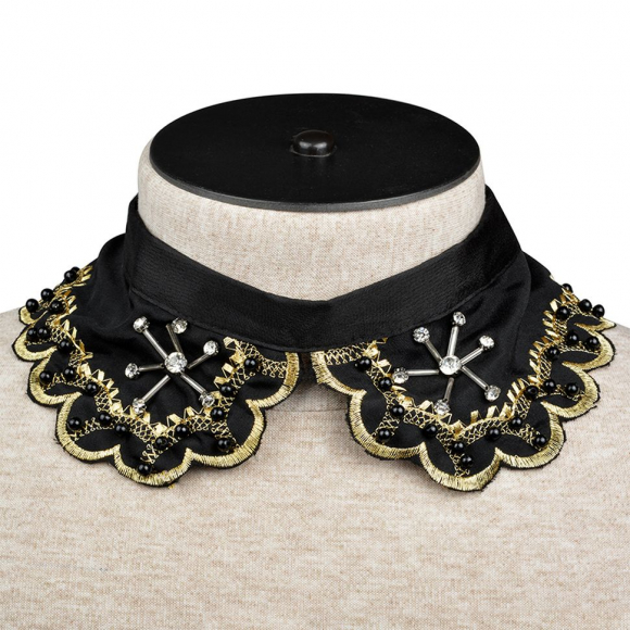 Воротник пришивной арт.TBY.HX-31 48х10,5см цв.02 черный