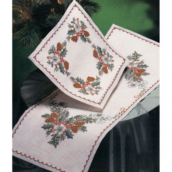 Набор для вышивания OEHLENSCHLAGER арт.43322 дорожки Рождественские узоры 40х95 см