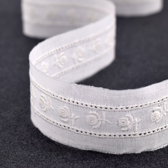 119774_Шитье-вышивка на батисте, прошва, 25 мм, цвет белый