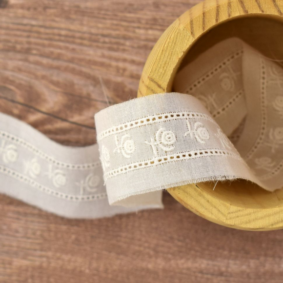 119774_Шитье-вышивка на батисте, прошва, 25 мм, цвет белый