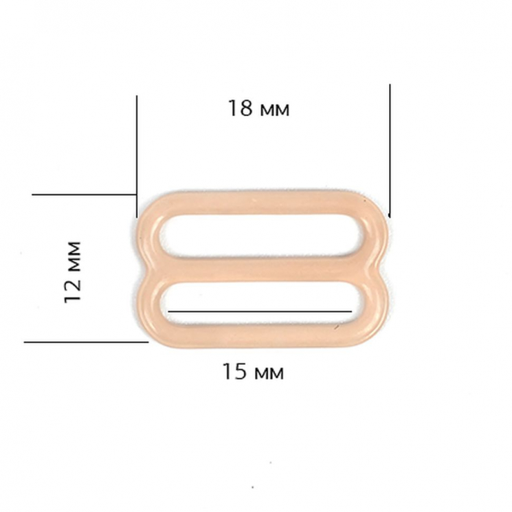 Пряжка регулятор для бюстгальтера металл TBY-74010 15мм цв.бежевый, уп.20шт