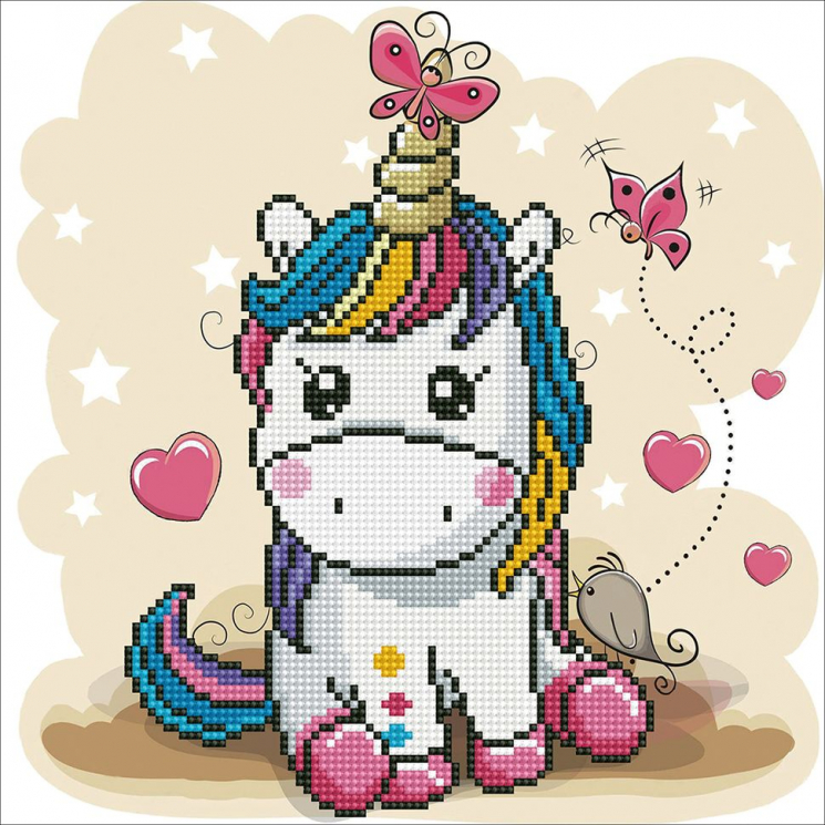 Кристальная мозаика на холсте ФРЕЯ арт.ALV-90 Радужный единорог 30х30 см