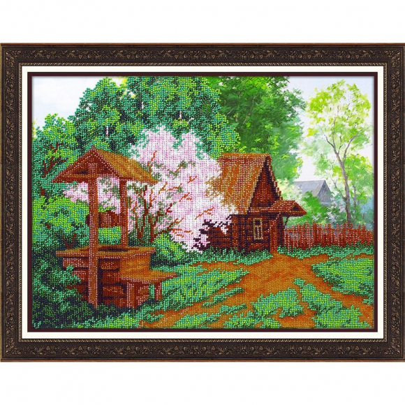 Набор для вышивания бисером ПАУТИНКА арт.Б-1485 Деревенский колодец 38х28 см