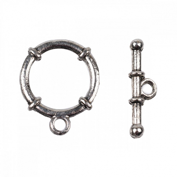 Замок Тогл MAGIC 4 HOBBY для бус арт.MH.111953-2 цв. серебро 17 мм уп.20шт