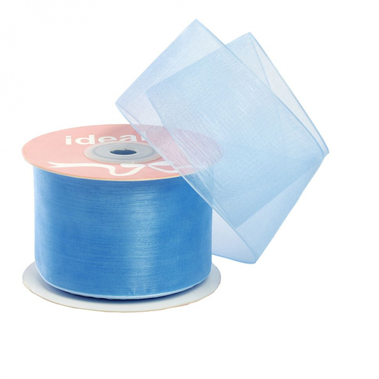 Лента капрон (органза) IDEAL шир.50мм цв.1038 голубой уп.27,4 м