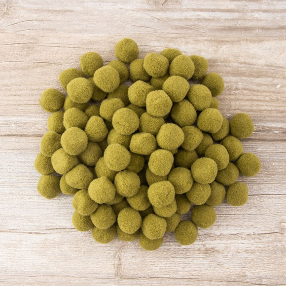62378_Помпоны декоративные, россыпь, диаметр 20 мм, 100 шт, цвет хаки