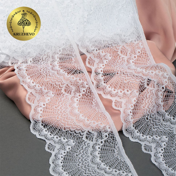 Кружево-стрейч KRUZHEVO арт.TBY.30239/N шир.100мм цв.001 белый уп.25м