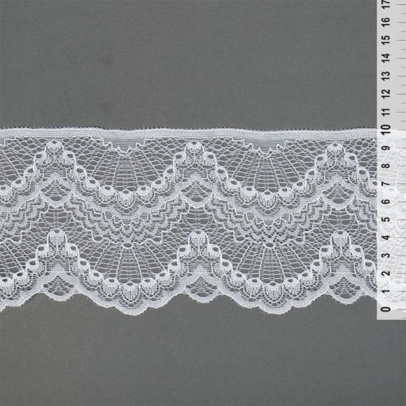 Кружево-стрейч KRUZHEVO арт.TBY.30239/N шир.100мм цв.001 белый уп.25м