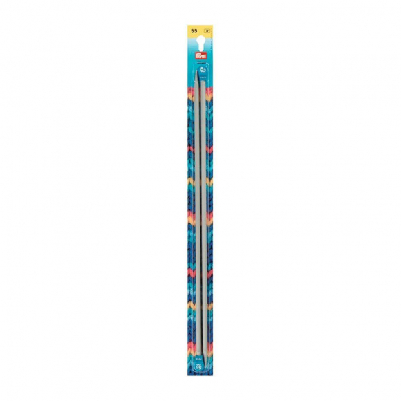 191468 PRYM Спицы прямые для вязания с наконечниками 35см 5,5мм алюминий уп.2шт