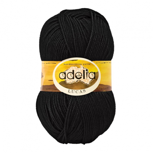 Пряжа ADELIA LUCAS (70% шерсть, 30% акрил) 5х100г/218м цв.02 ЧЕРНЫЙ