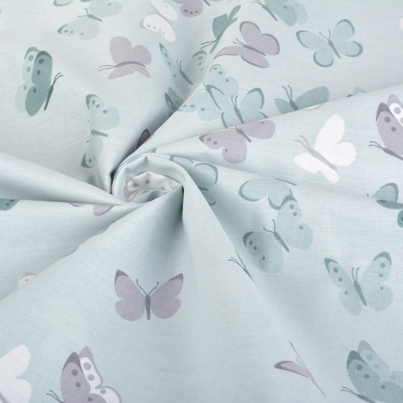 Ткань ранфорс Бабочки, арт.WH 9947-v17, 130г/м?,100% хлопок, шир.240см, цв.мята/т.мята, рул.30м