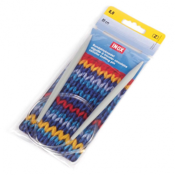 211352 PRYM Спицы круговые для вязания с гибкой прозрачной леской 8мм 80см пластик уп.1шт