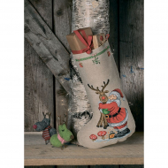 Набор для вышивания PERMIN арт.41-0231 Сапожок для подарков Санта и олень 29х44 см