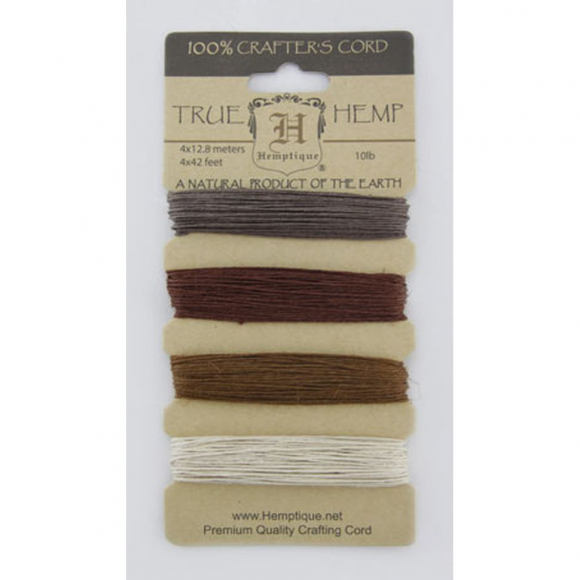 Шнуры на блистере HEMPTIQUE #10 - 0,5 мм, 4 цвета по 12,8 м Шнуры на блистере HEMPTIQUE #10 - 0,5 мм, 4 цвета по 12,8 м