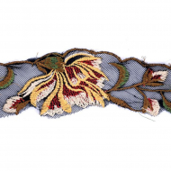 Кружево на сетке арт.TBД-2060297 А шир.60мм цв.бежево-красный уп.11,9м