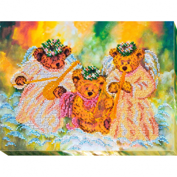 Набор для вышивания бисером АБРИС АРТ арт. AB-526 Мишки-ангелочки 28х21 см