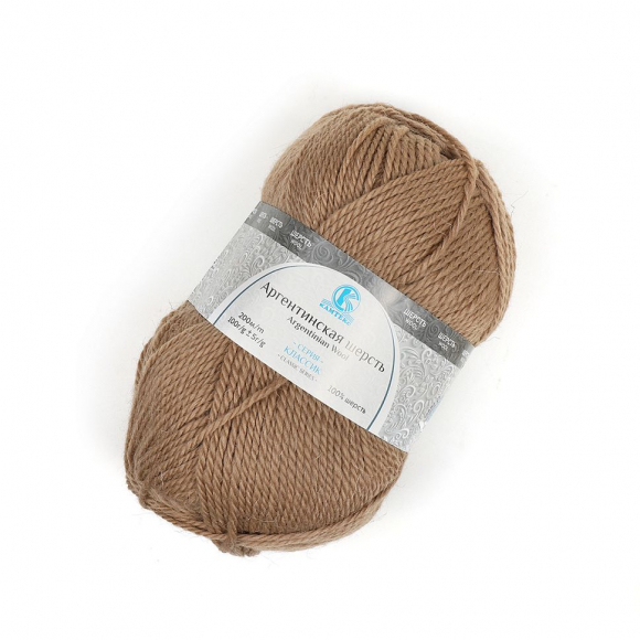 Пряжа для вязания КАМТ Аргентинская шерсть (100% импортная п/т шерсть) 10х100г/200м цв.007 лен