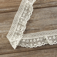 Мерсеризованное хлопковое кружево, 65 мм, цвет белый