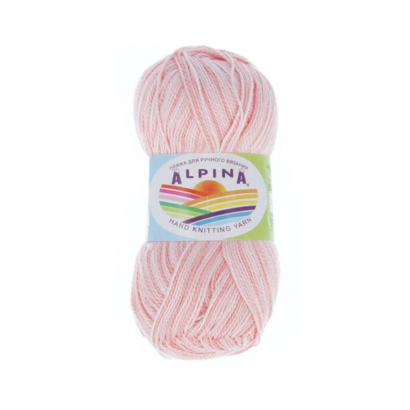 Пряжа ALPINA HOLLY MELANGE (100% мерсеризованный хлопок) 10х50г/200м цв.01 св.розовый/т.розовый