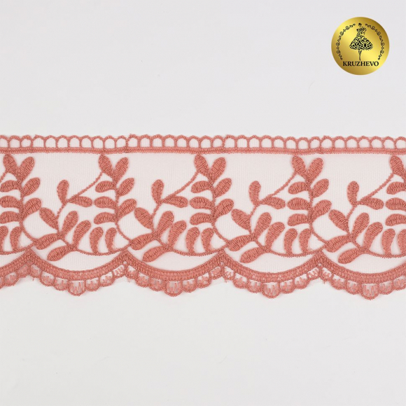 Кружево на сетке KRUZHEVO арт.TBY.40474 шир.85мм цв.N0815 капучино уп.13,7м