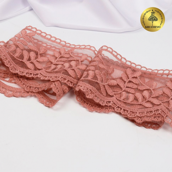 Кружево на сетке KRUZHEVO арт.TBY.40474 шир.85мм цв.N0815 капучино уп.13,7м