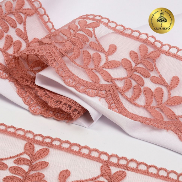 Кружево на сетке KRUZHEVO арт.TBY.40474 шир.85мм цв.N0815 капучино уп.13,7м