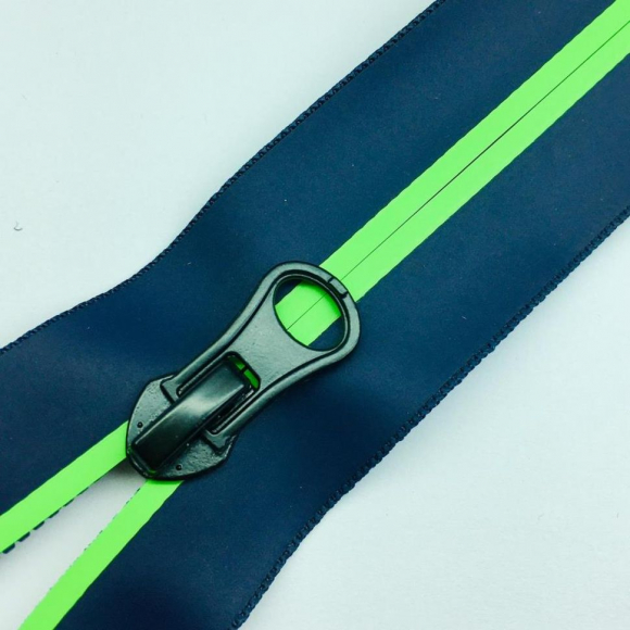 Молния водостойкая №7В5 полоса матовый н/р 16см темно синий 058/неон 536