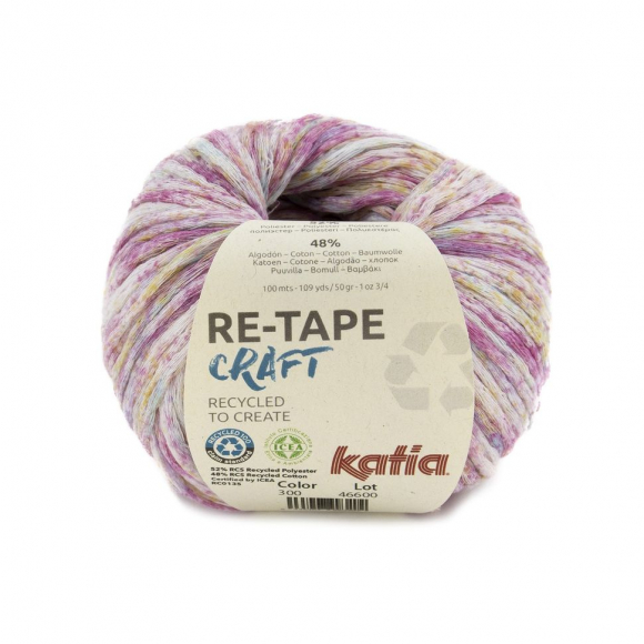 180094_Пряжа Re-Tape Craft, 50% переработанный хлопок, 50% переработанный полиэстер, 50 г, 100 м