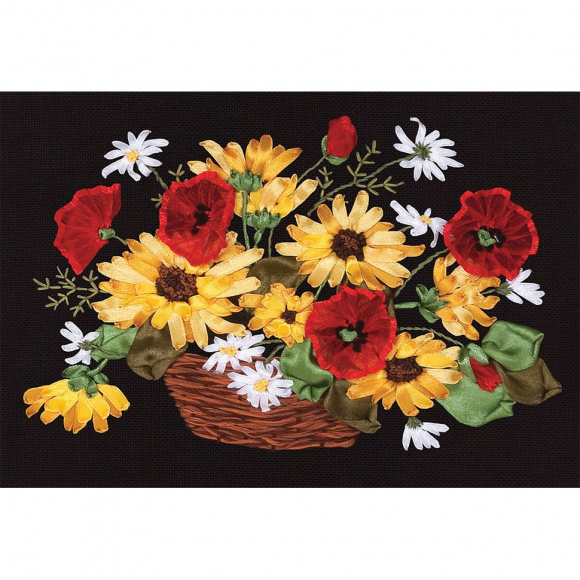 Набор для вышивания PANNA арт. C-1129 Букет из рудбекии и маков 30,5х21,5 см
