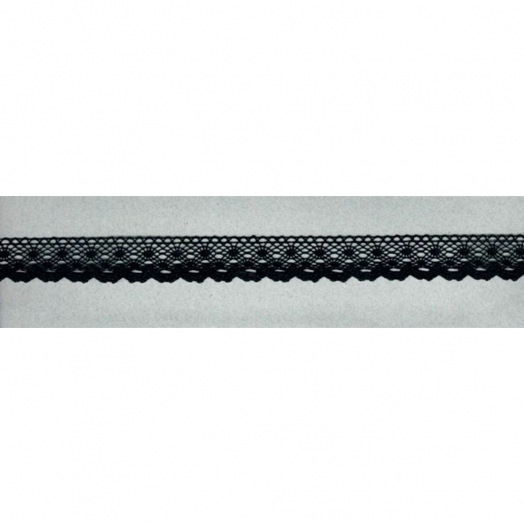 Мерсеризованное хлопковое кружево, 20 мм, цвет черный Мерсеризованное хлопковое кружево, 20 мм, цвет черный