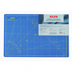 Коврик раскройный двухсторонний ALFA AF-A3Blue 45х30см, цвет синий, 2мм