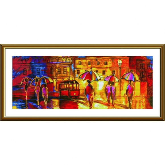 Набор для вышивания мулине НОВА СЛОБОДА арт.РЕ3504 Под дождём 19х50 см