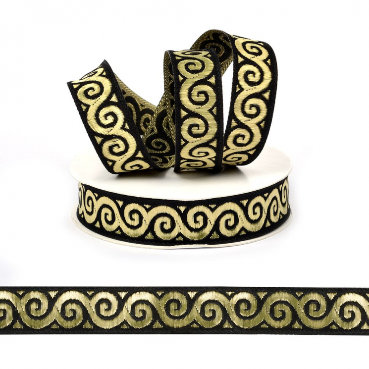 Лента (тесьма) жаккардовая арт.VB.101166 шир. 16мм цв.черный уп.10 м