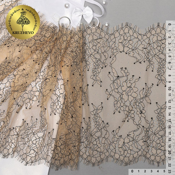 Кружево реснички KRUZHEVO арт.TBY 75223 шир.220мм цв. экрю уп.3м Кружево реснички KRUZHEVO арт.TBY 75223 шир.220мм цв. экрю уп.3м
