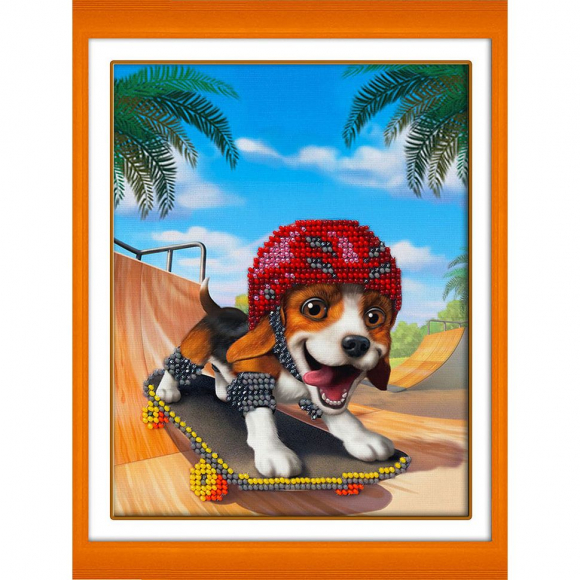 Набор для вышивания бисером ПАУТИНКА арт.Б-558 На скейте 14х18 см