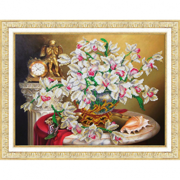 Набор для вышивания бисером ПАУТИНКА арт.Б-1271 Орхидеи 38х28 см