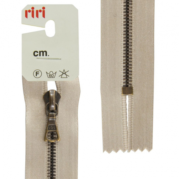 29276_Молния металл, AM, неразъёмная, на атласной тесьме, 4 мм, 16 см, цвет 2230, бежевый