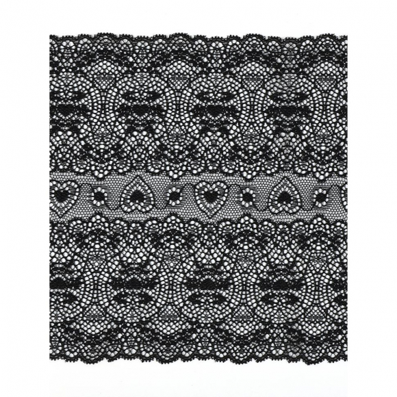 Кружево-стрейч KRUZHEVO арт.TBY.6185 шир.185мм цв.02 черный уп.2,7м