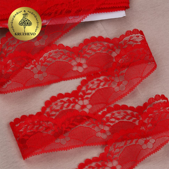 Кружево-трикотаж KRUZHEVO арт.TBY 1661 шир.40мм цв.03 красный, уп.27,4м Кружево-трикотаж KRUZHEVO арт.TBY 1661 шир.40мм цв.03 красный, уп.27,4м