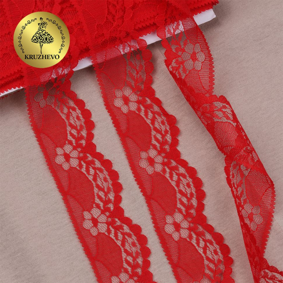 Кружево-трикотаж KRUZHEVO арт.TBY 1661 шир.40мм цв.03 красный, уп.27,4м Кружево-трикотаж KRUZHEVO арт.TBY 1661 шир.40мм цв.03 красный, уп.27,4м